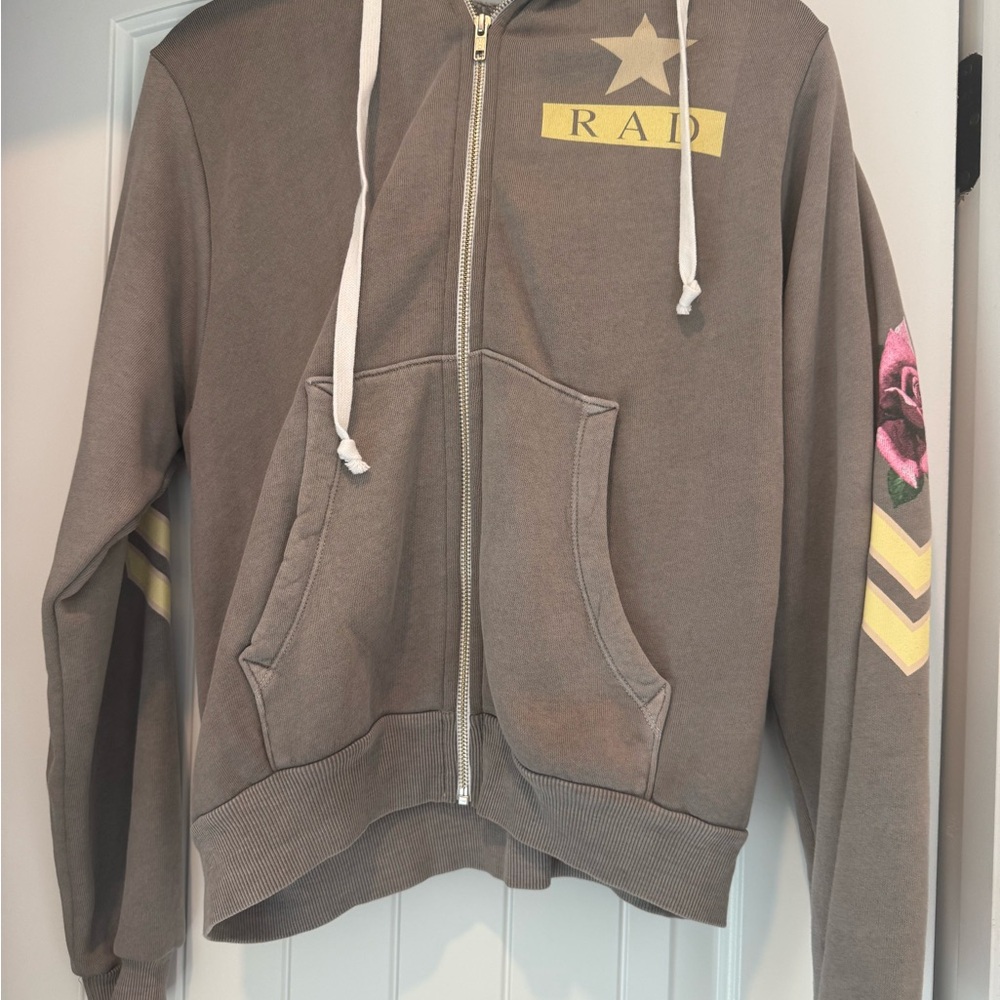 Wildfox Kids Gray Hoodie with Star and Rose Accents